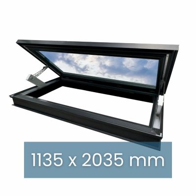 Dachfenster Flachdach – rahmenlos – elektrisch öffnend – 2-fach – 1135 × 2035 mm – Detailansicht