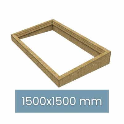 Aufsetzkranz gedämmt – OSB – für Dachfenster Flachdach – 1500 × 1500 mm