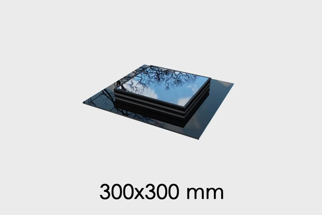 Dachfenster Flachdach – rahmenlos – feststehend – 3-fach – 300 × 300 mm – Detailansicht