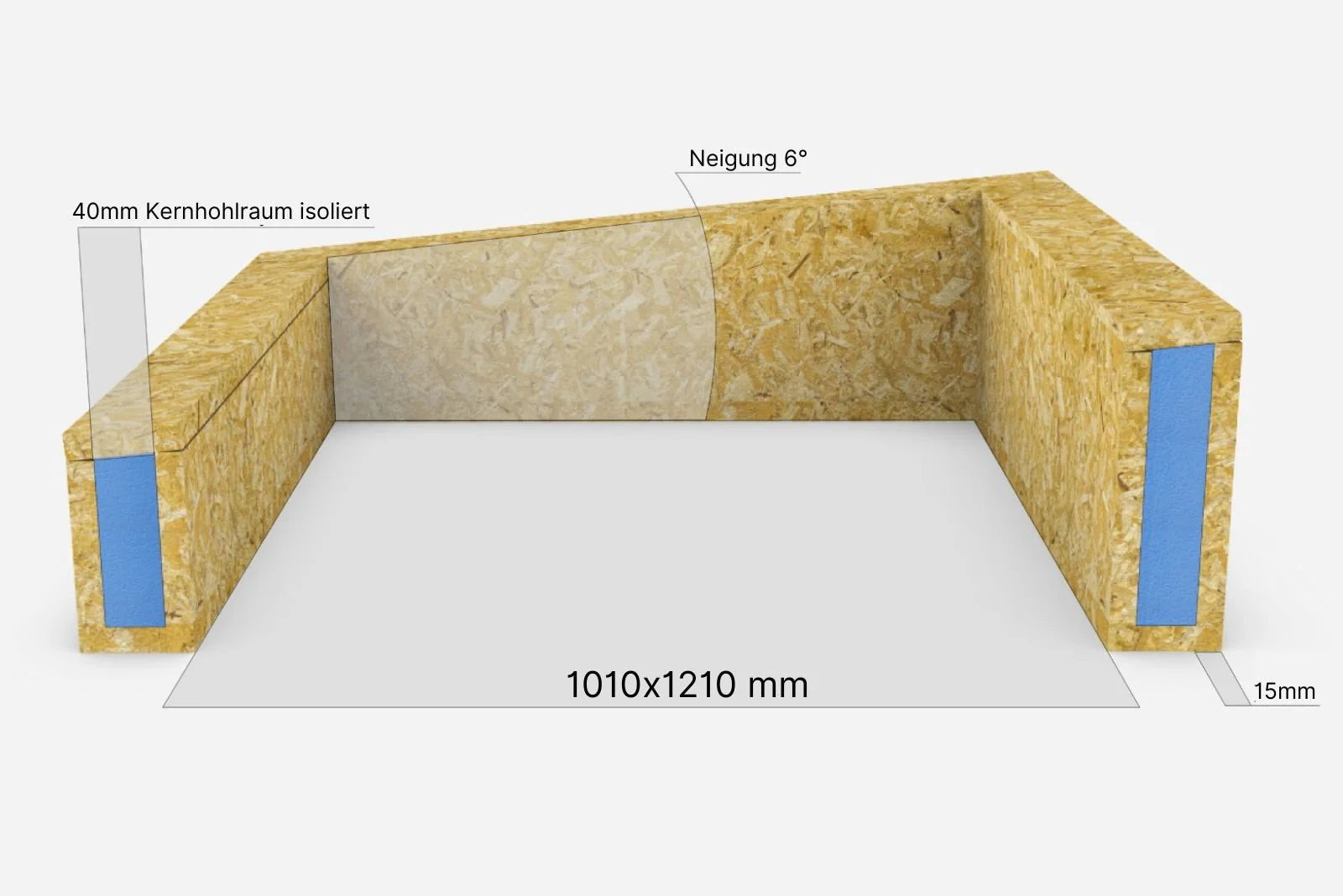 Aufsetzkranz 100 x 120 cm gedämmt OSB für Flachdach – technische Zeichnung mit Maß