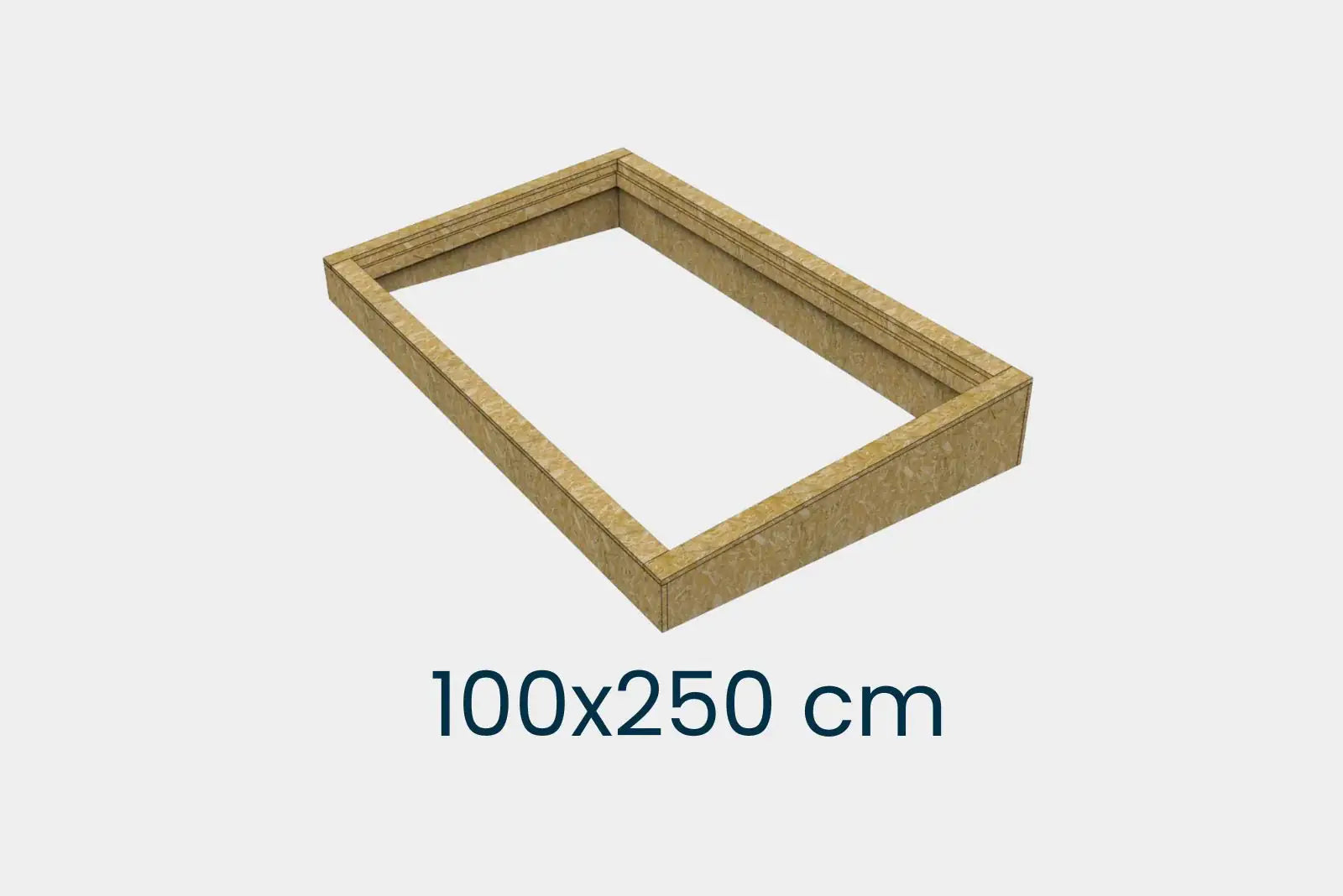 Aufsetzkranz 100 x 250 cm gedämmt Sperrholz für Flachdach – Hauptbild mit Maß