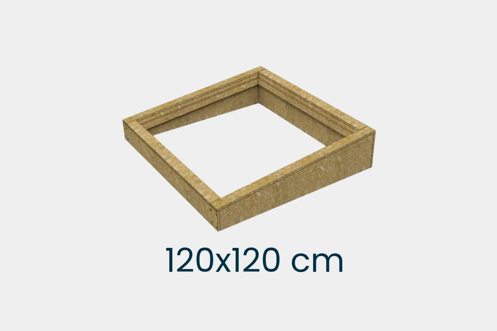 Aufsetzkranz 120 x 120 cm gedämmt Sperrholz für Flachdach – Hauptbild mit Maß