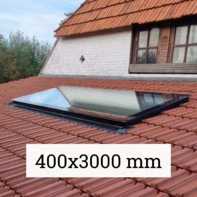 Dachfenster Schrägdach – rahmenlos – feststehend – 3-fach – 400 × 3000 mm – Detailansicht