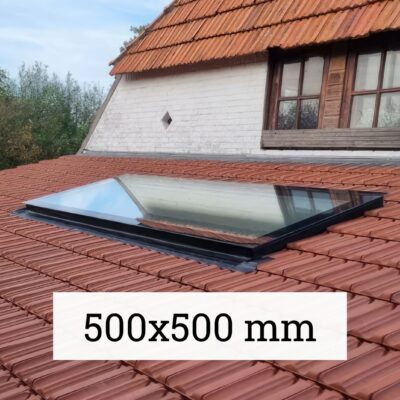 Dachfenster Schrägdach – rahmenlos – feststehend – 3-fach – 500 × 500 mm – Detailansicht