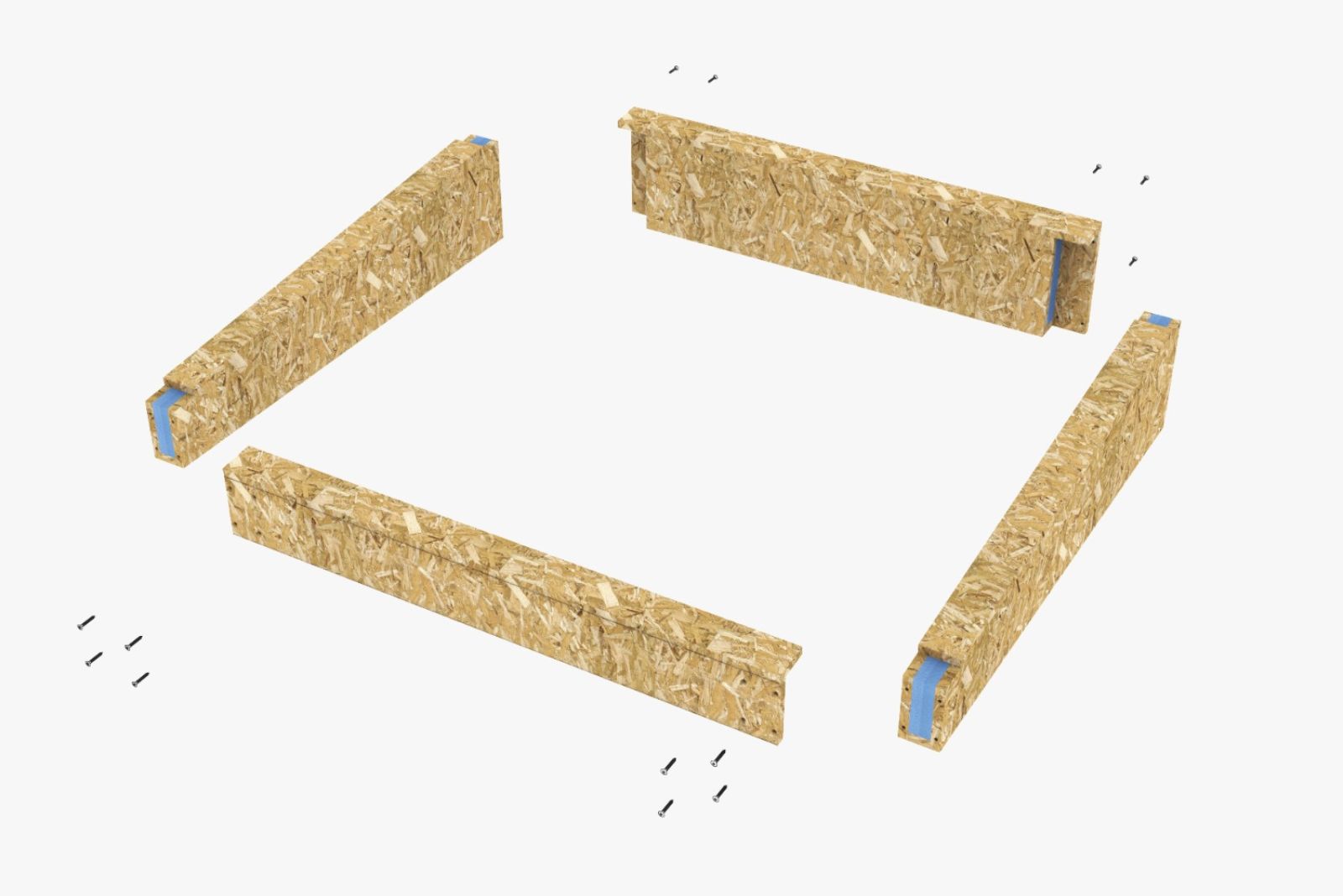 Aufsetzkranz 100 x 100 cm gedämmt OSB für Schrägdach – Konstruktionszeichnung